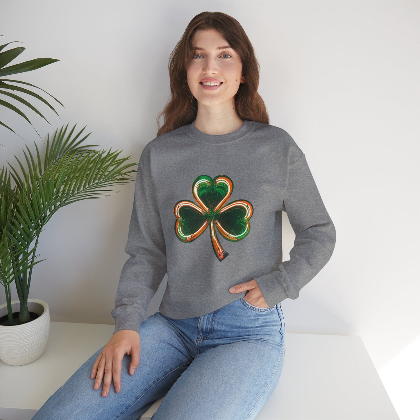 Electric Luck - Green and Orange Unisex Heavy Blend™ Crewneck Sweatshirt