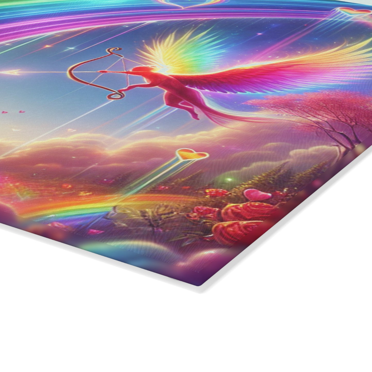 Rainbow Phoenix Glass Cutting Board