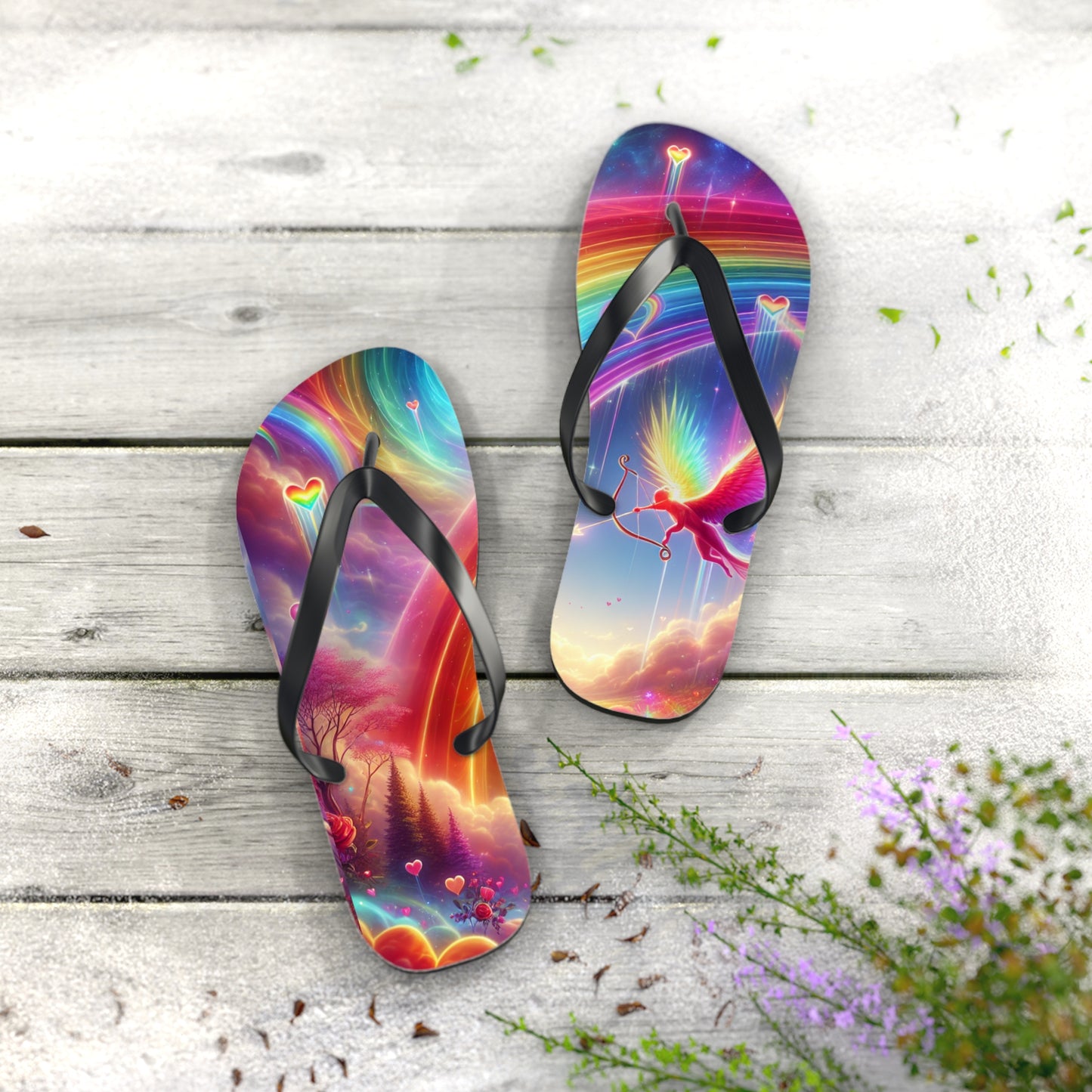 Rainbow Phoenix Flip Flops