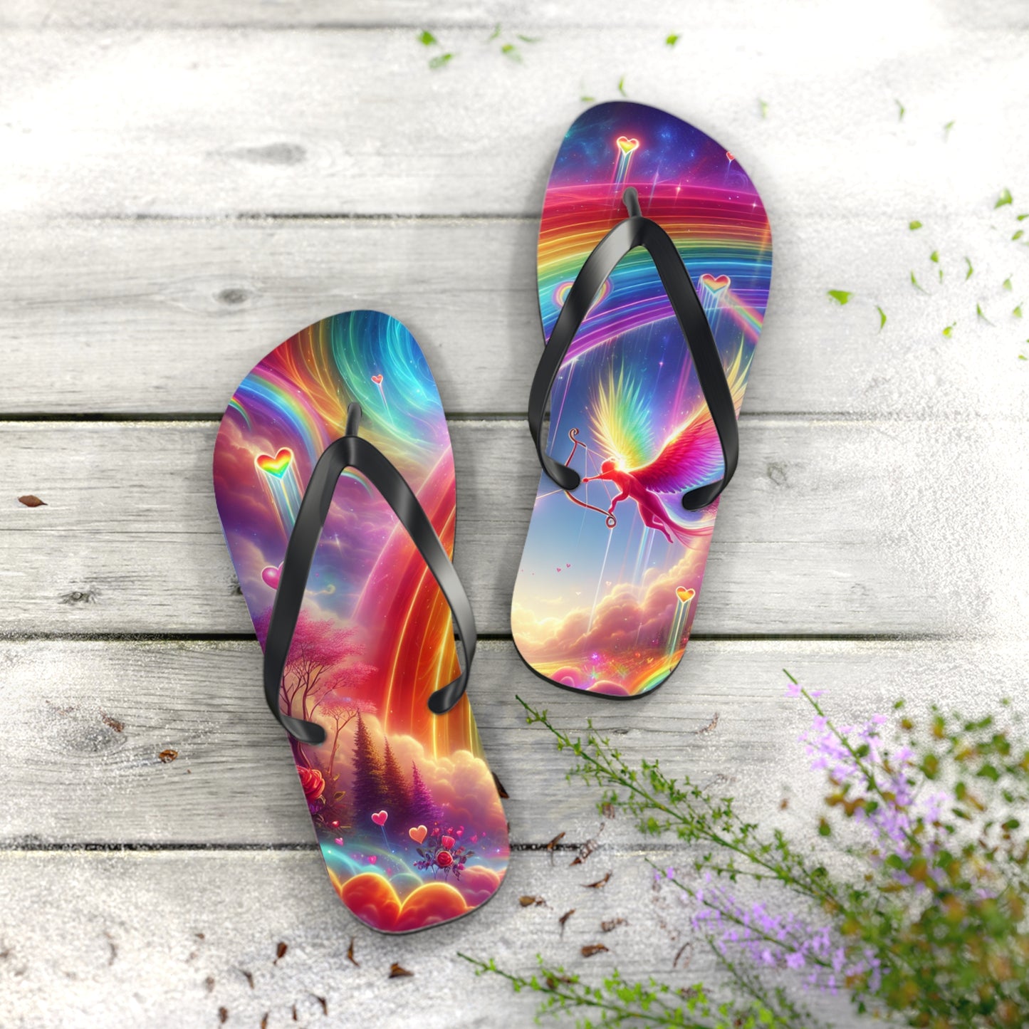 Rainbow Phoenix Flip Flops