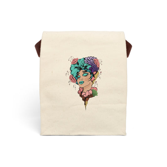 Madame Colorful Canvas Lunch Bag With Strap