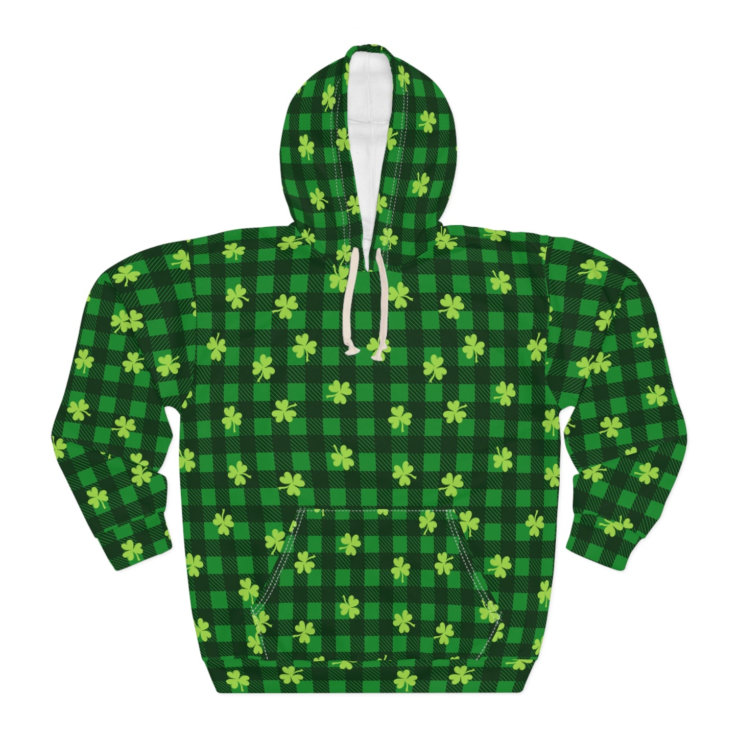 Shamrock Plaid Unisex Pullover Hoodie (AOP)