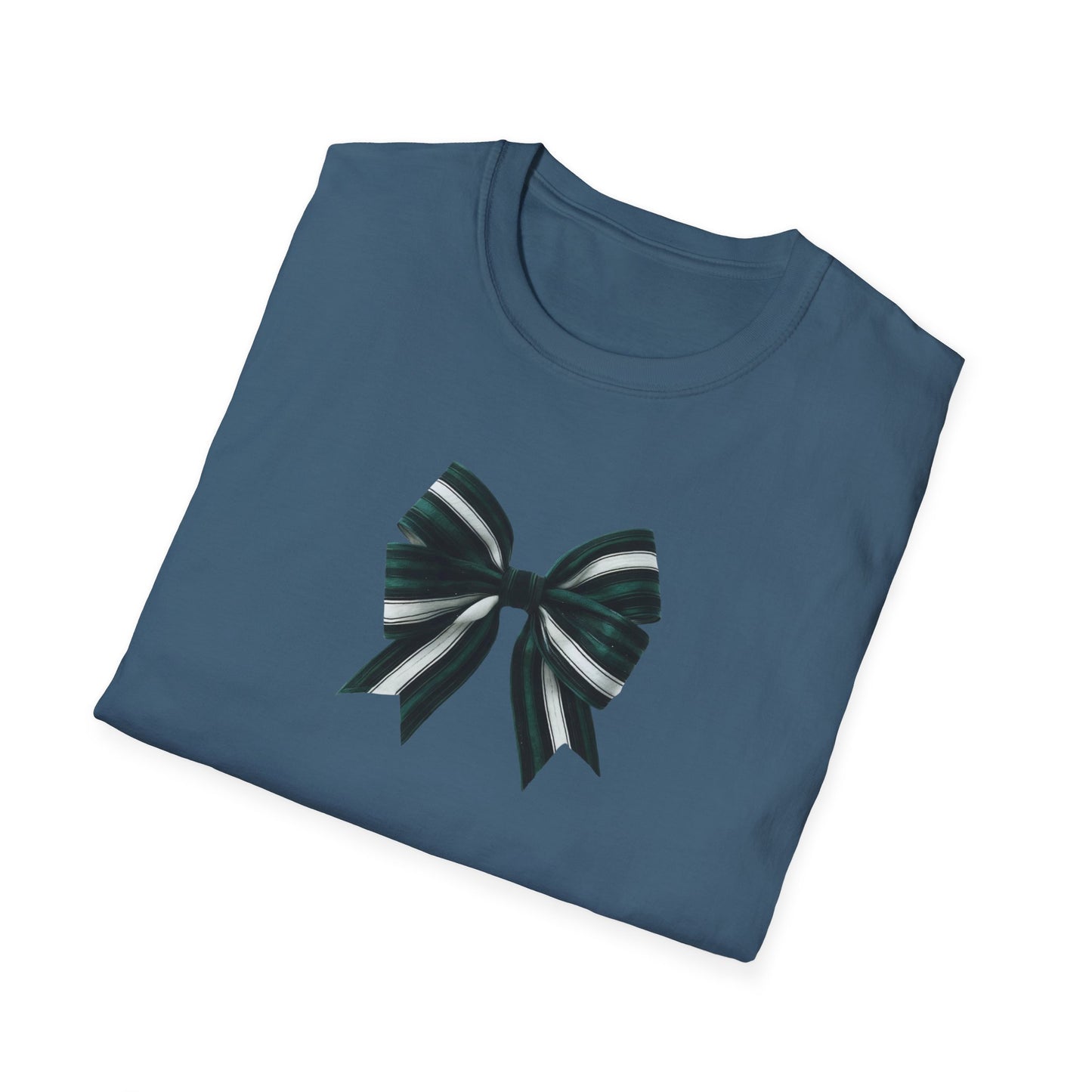 Green, White and Black Bow Unisex Softstyle T-Shirt