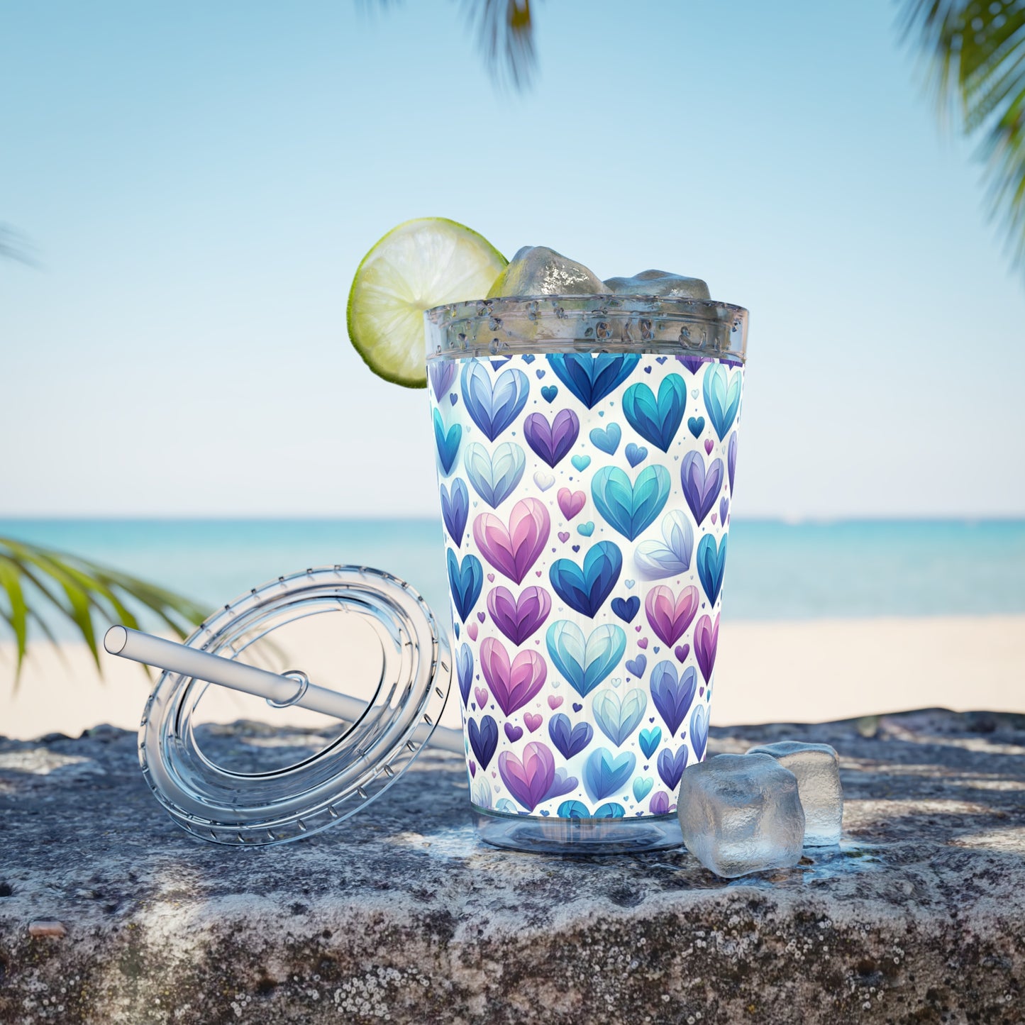 Blue Without Your Love Sunsplash Tumbler with Straw, 16oz