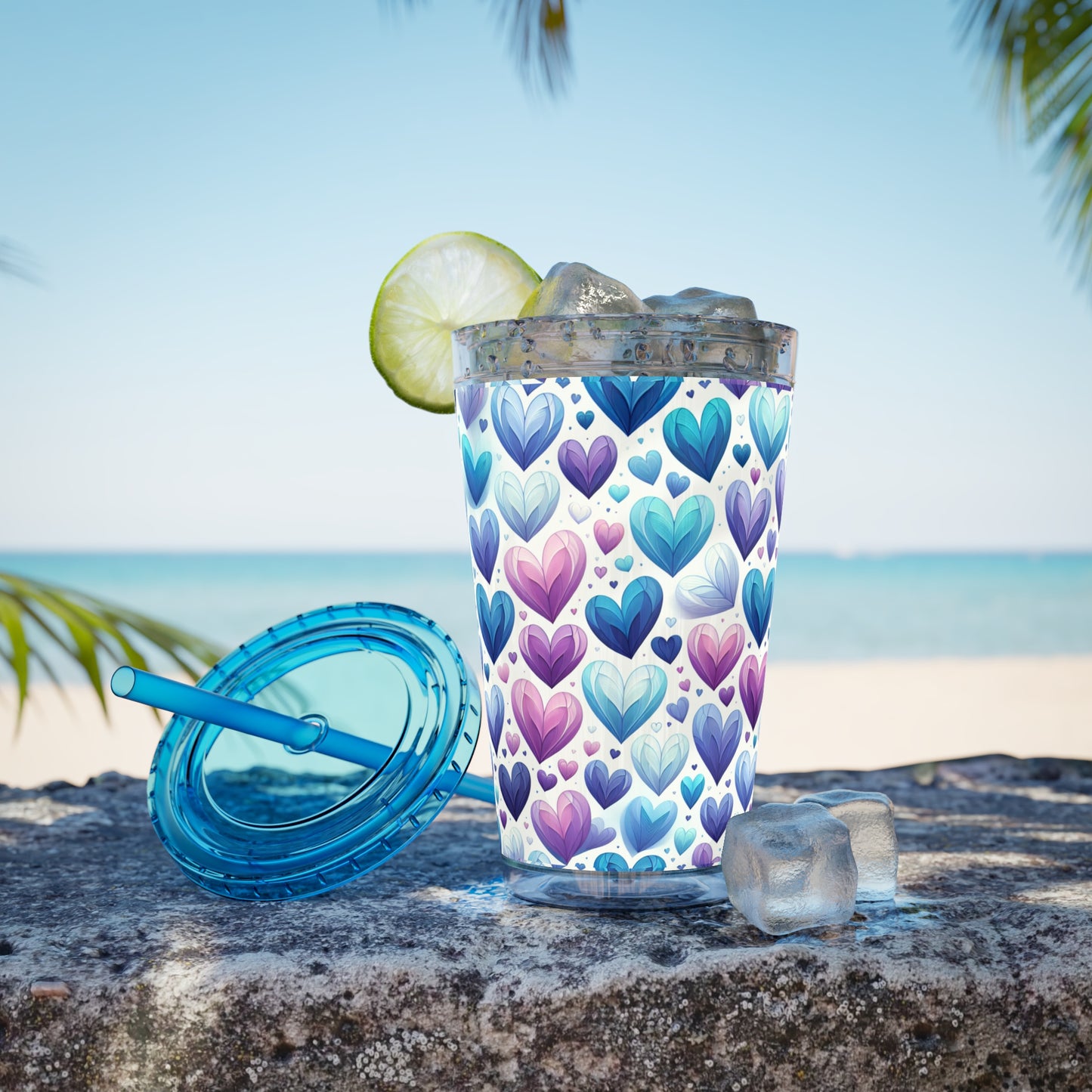 Blue Without Your Love Sunsplash Tumbler with Straw, 16oz