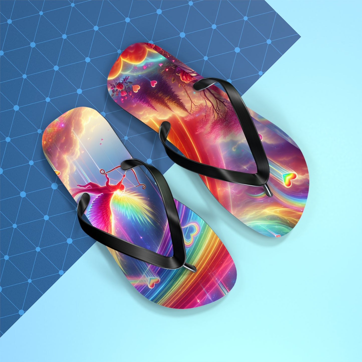 Rainbow Phoenix Flip Flops