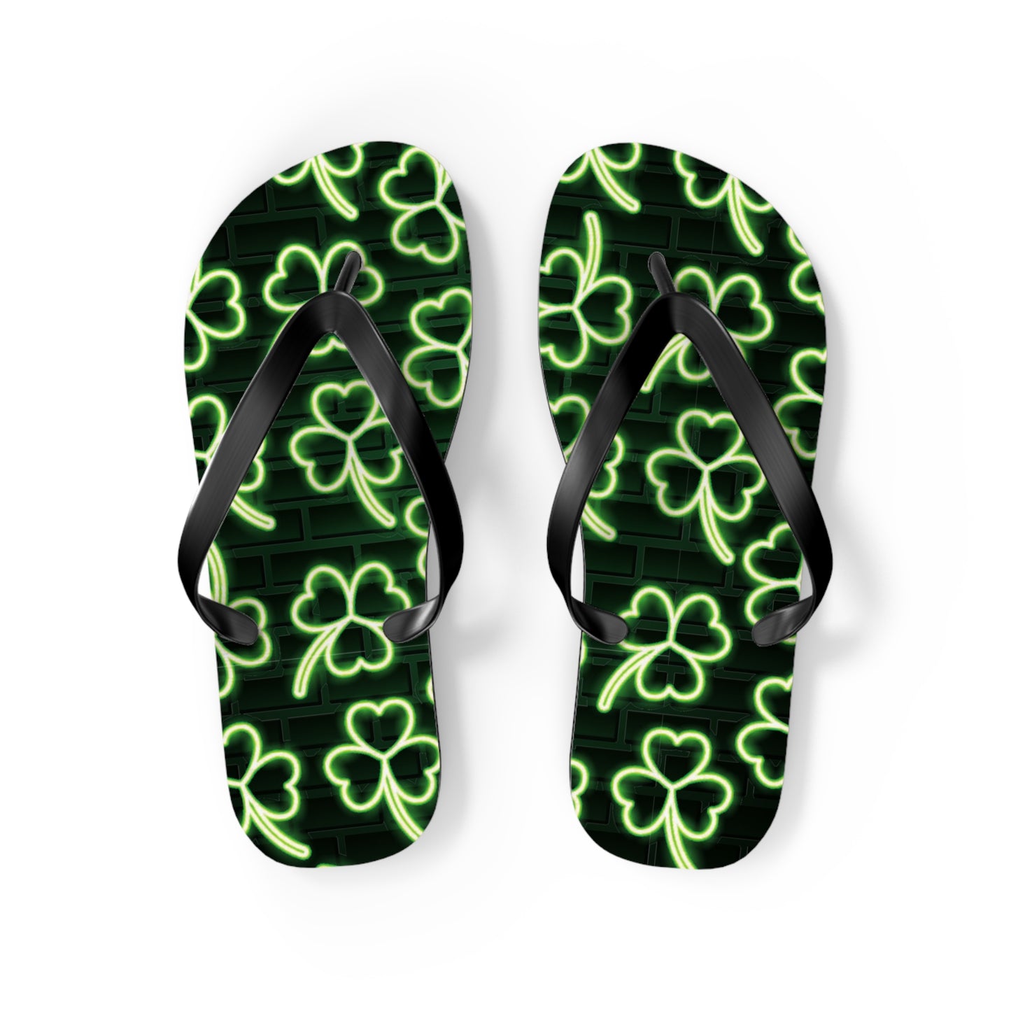 Neon Shamrock Flip Flops