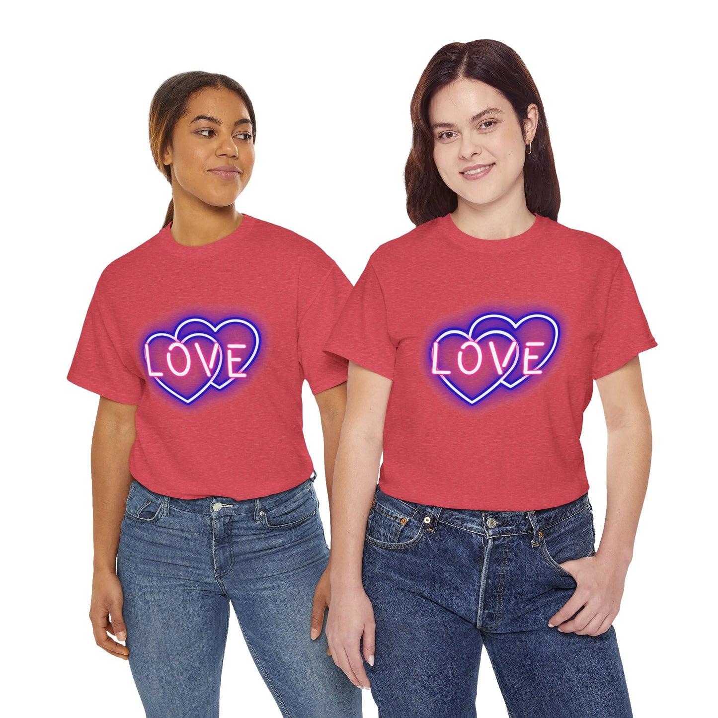 Neon Double Heart Unisex Heavy Cotton Tee