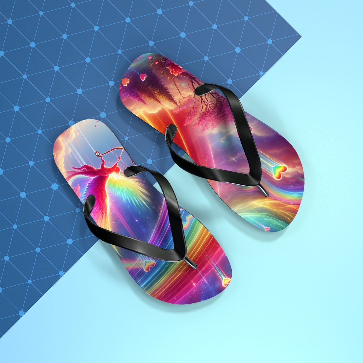 Rainbow Phoenix Flip Flops