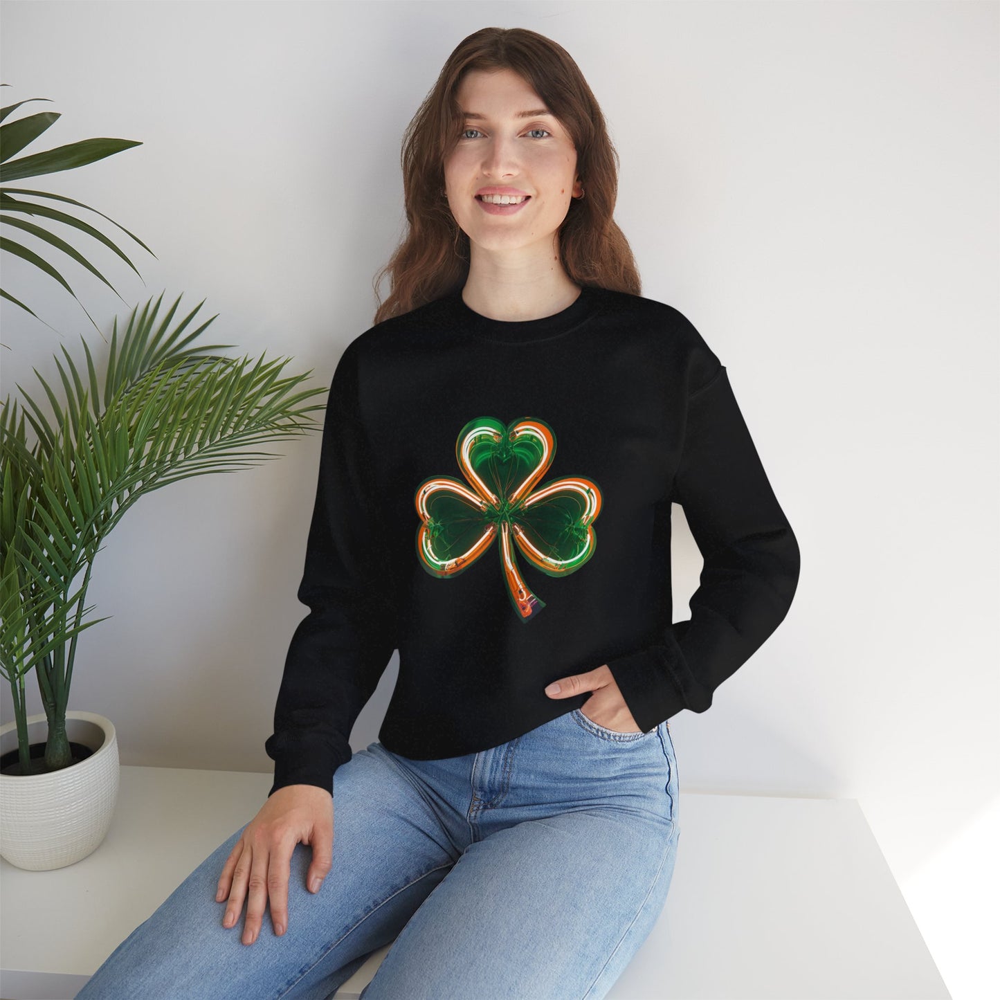 Electric Luck - Green and Orange Unisex Heavy Blend™ Crewneck Sweatshirt