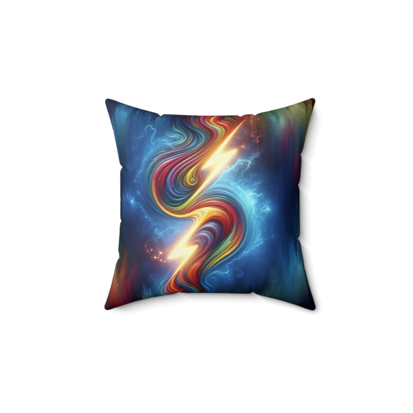 Rainbow Lightening Spun Polyester Square Pillow