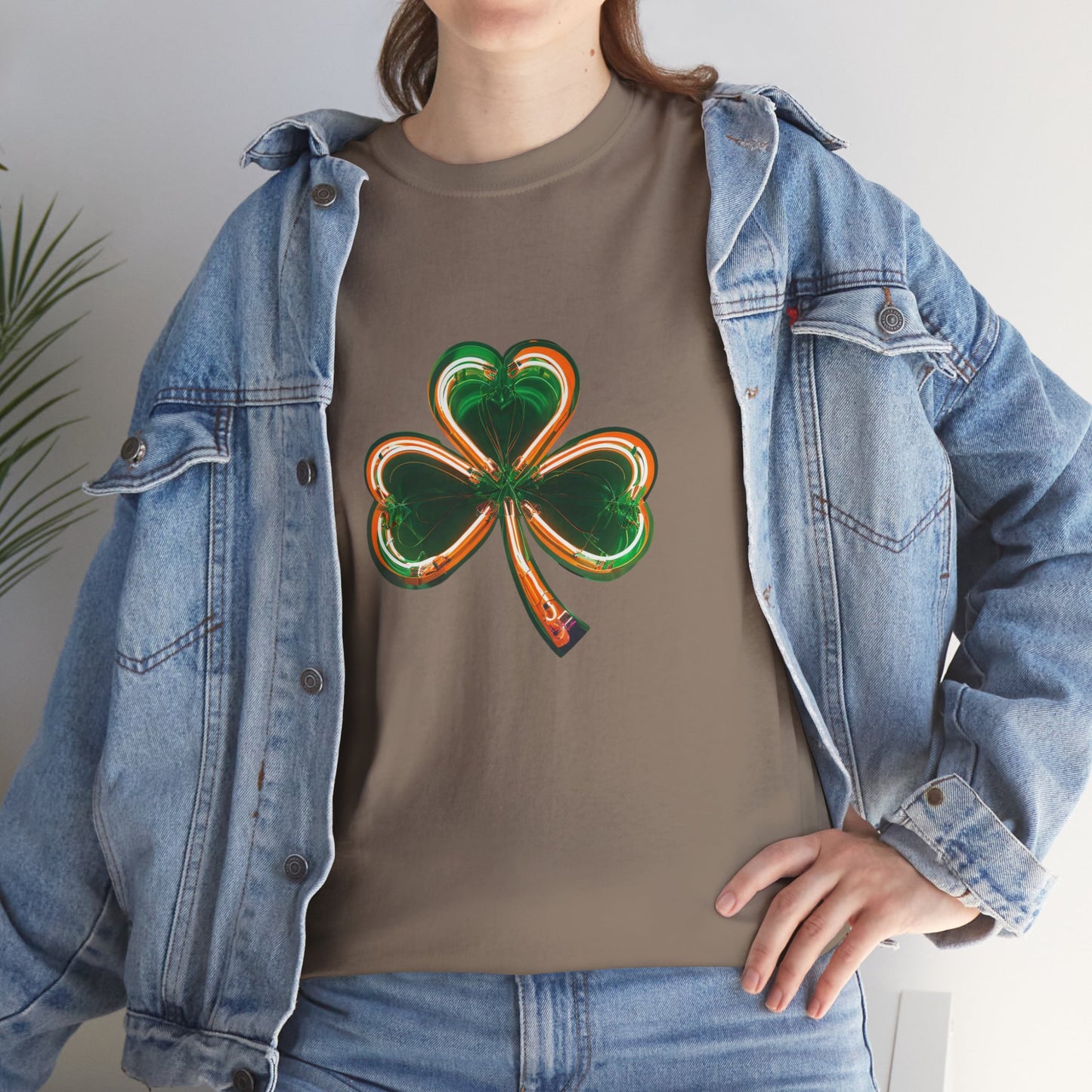 Electric Luck - Green and Orange Unisex Heavy Cotton Tee