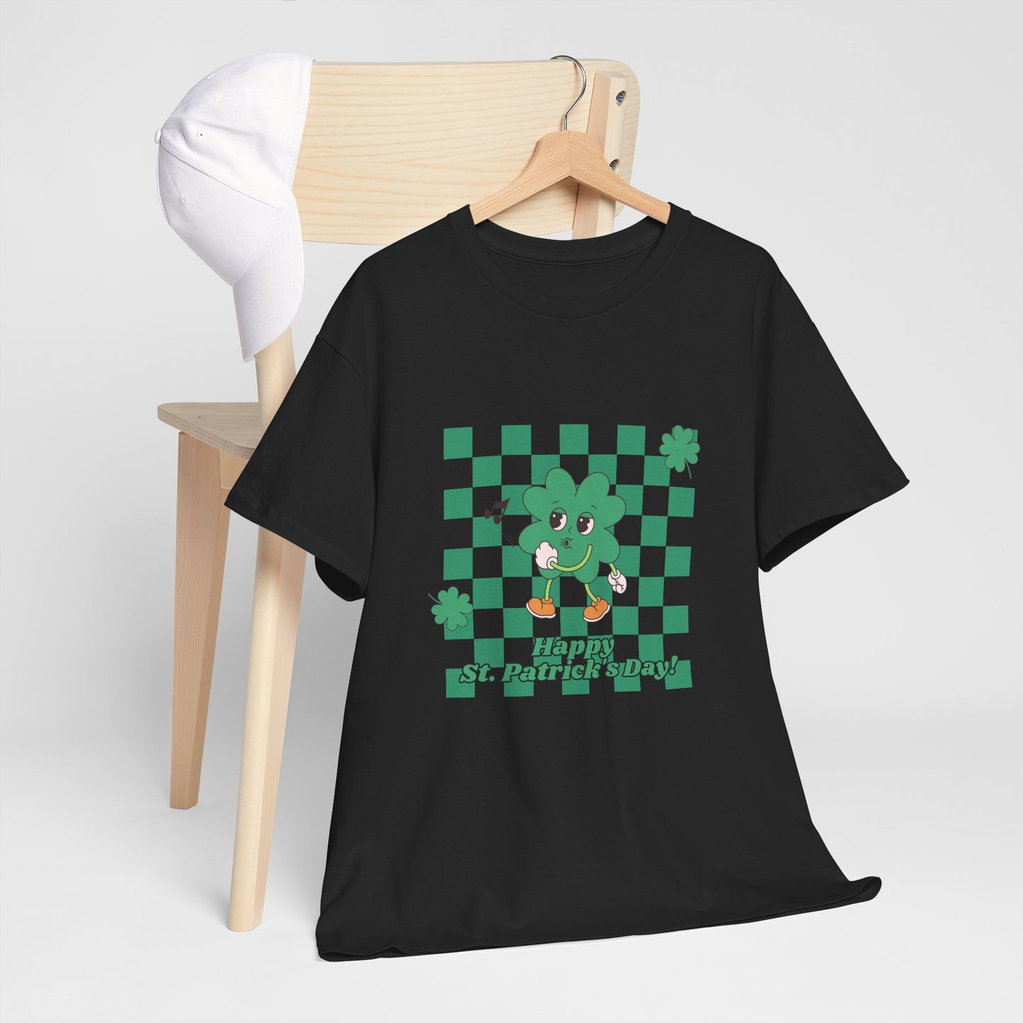 St. Pat's Checkers Unisex Heavy Cotton Tee - Lucky Shamrock Design