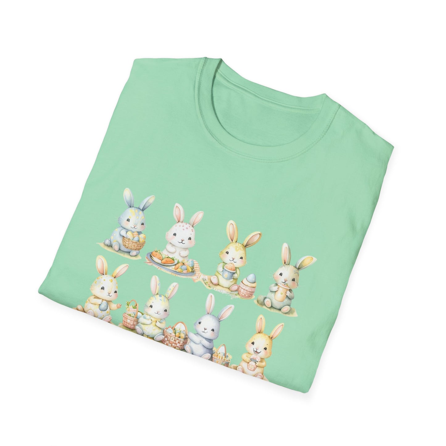 Bunny Picnic Unisex Softstyle T-Shirt for Easter