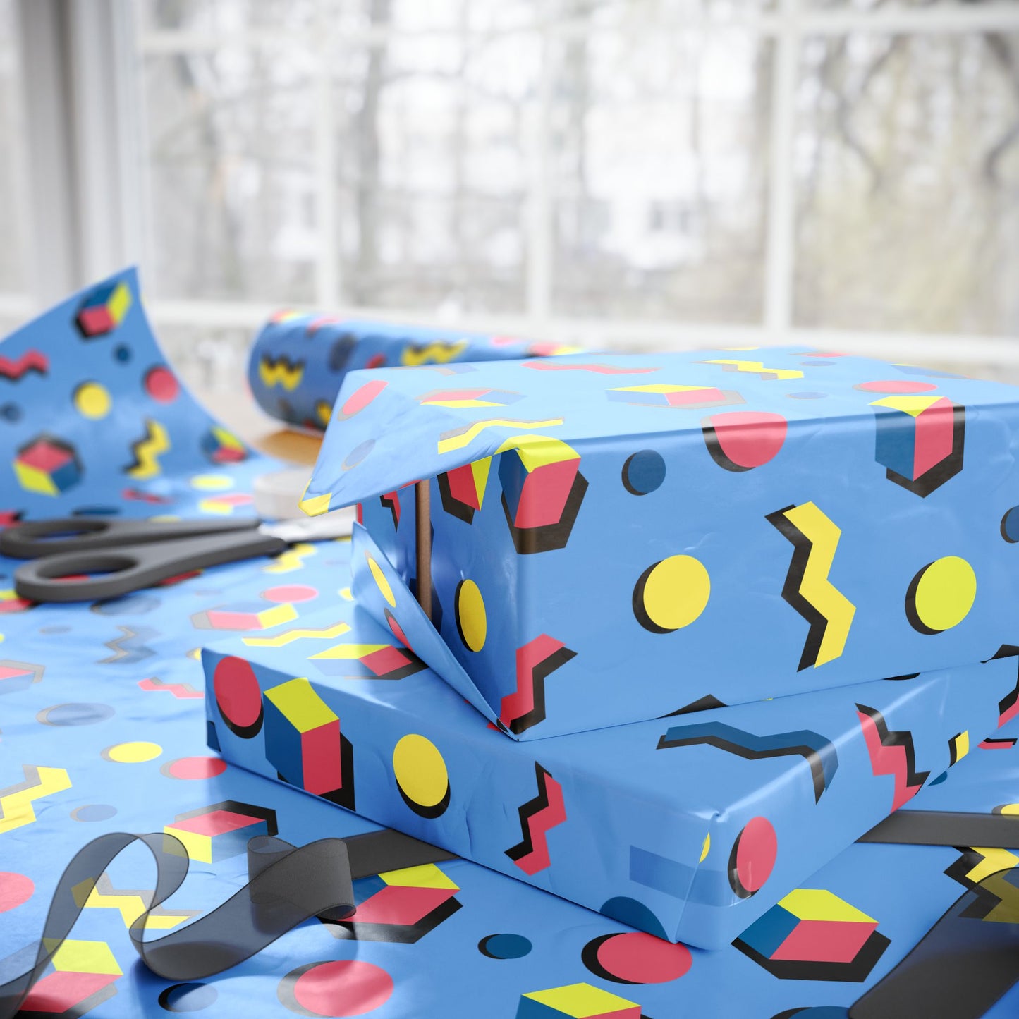 Blue Retro Vibes Wrapping Papers