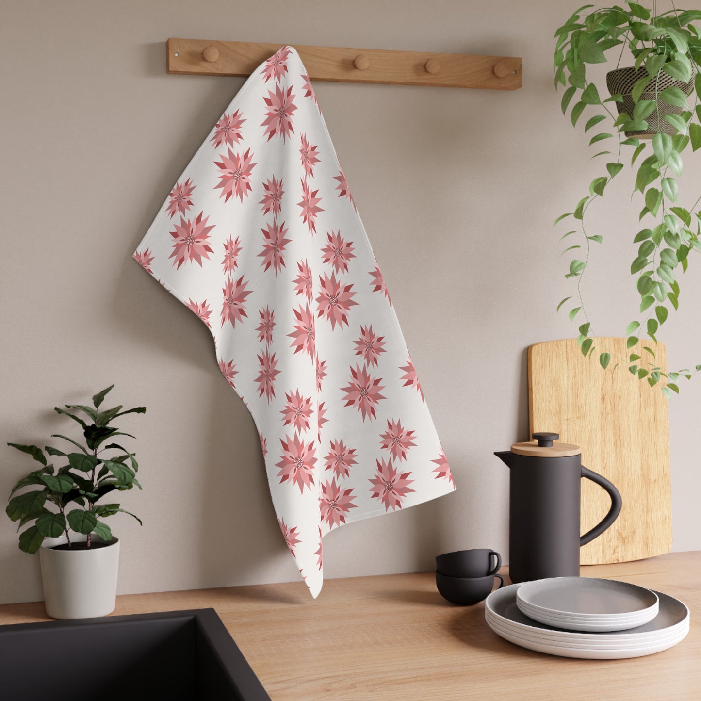 Pink Poinsettia Tea Towels (cotton)