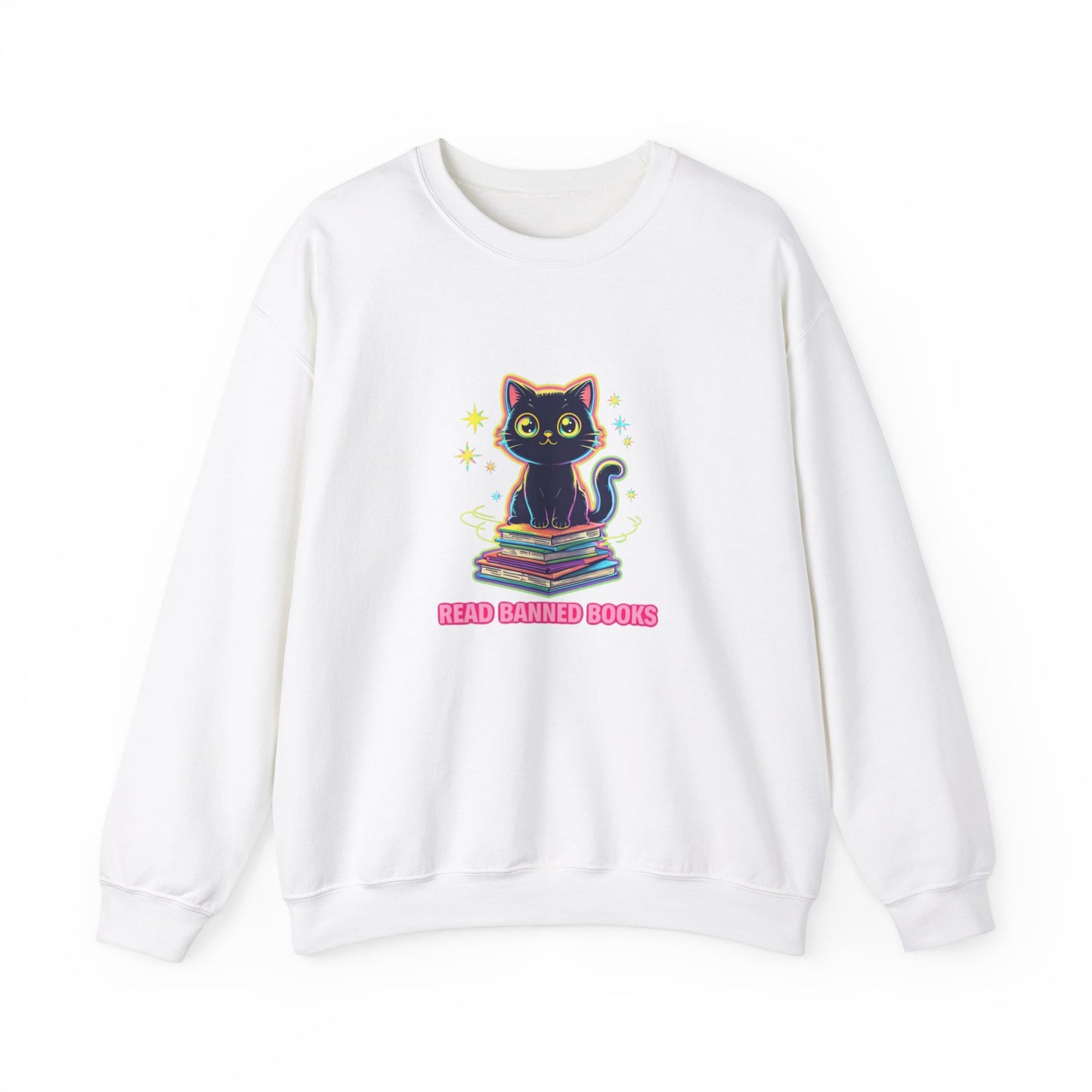 Read Banned Books - Cat Unisex Heavy Blend™ Crewneck Sweatshirt