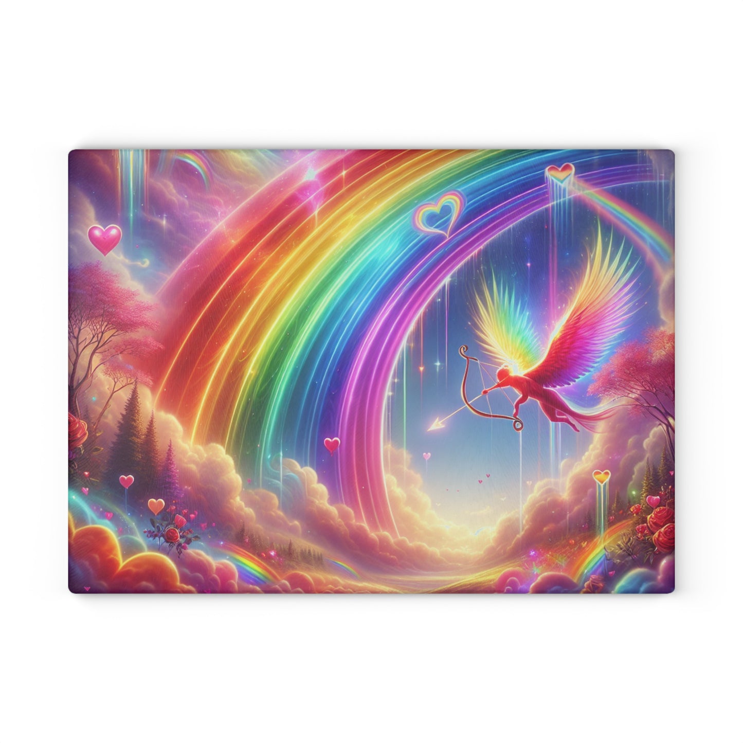 Rainbow Phoenix Glass Cutting Board