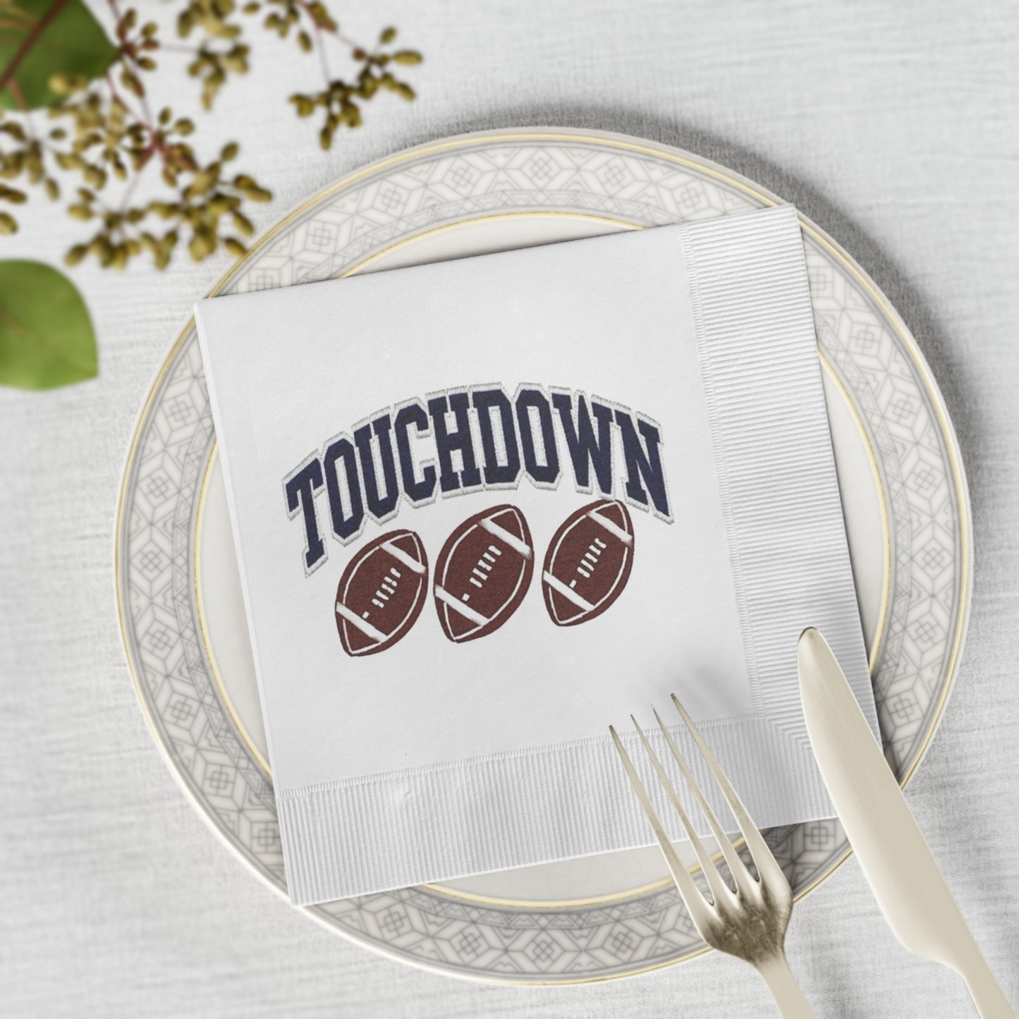 TOUCHDOWN White Coined Napkins