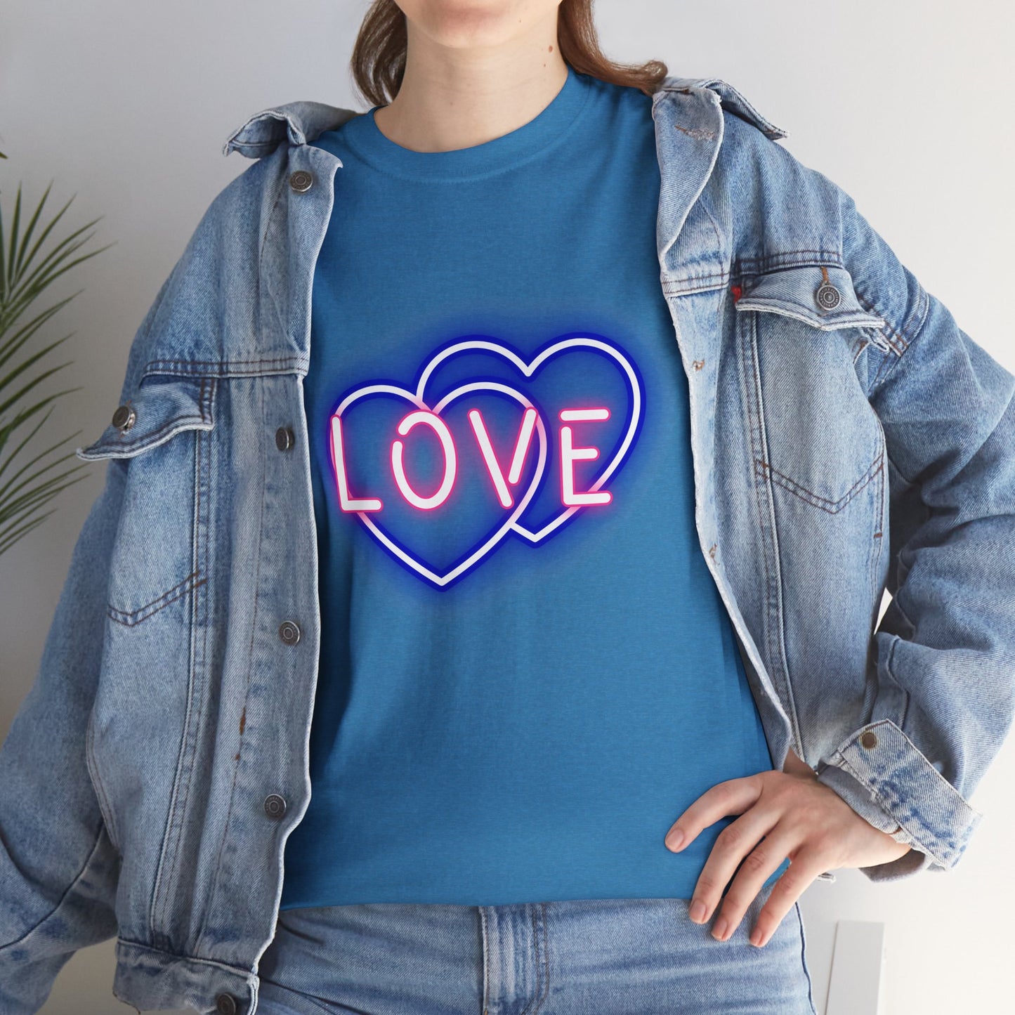 Neon Double Heart Unisex Heavy Cotton Tee