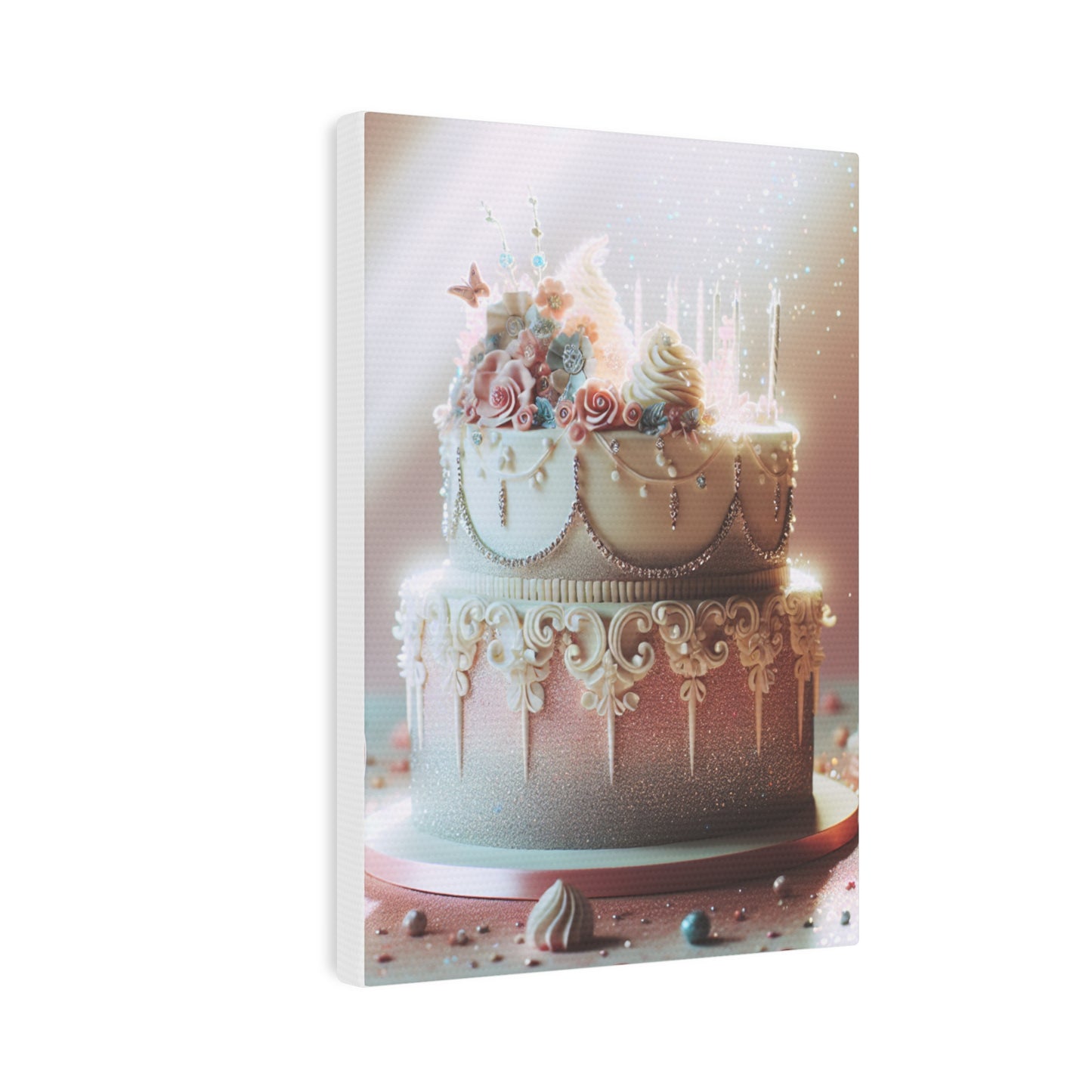 Glitter Birthday Cake Canvas Photo Tile