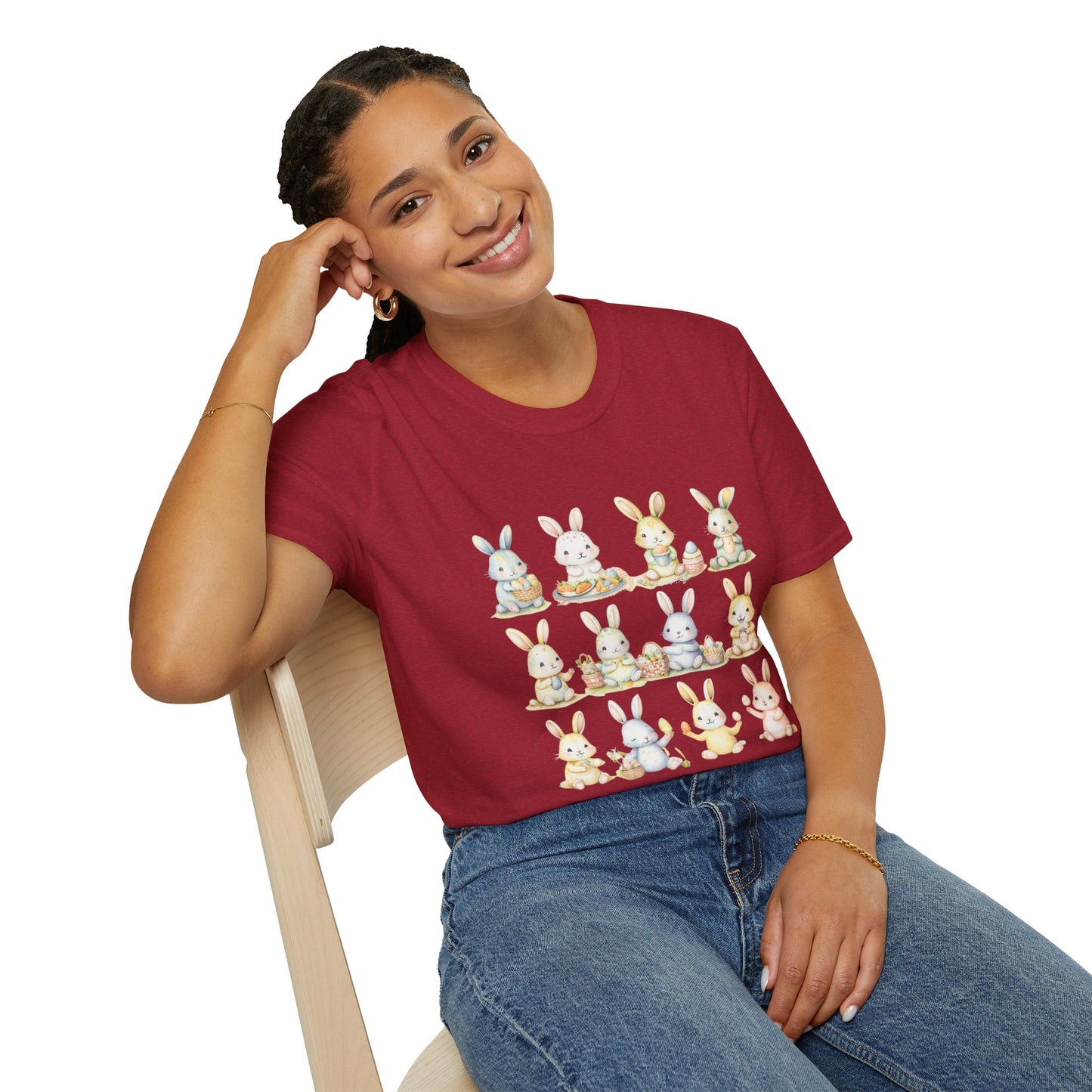Bunny Picnic Unisex Softstyle T-Shirt for Easter