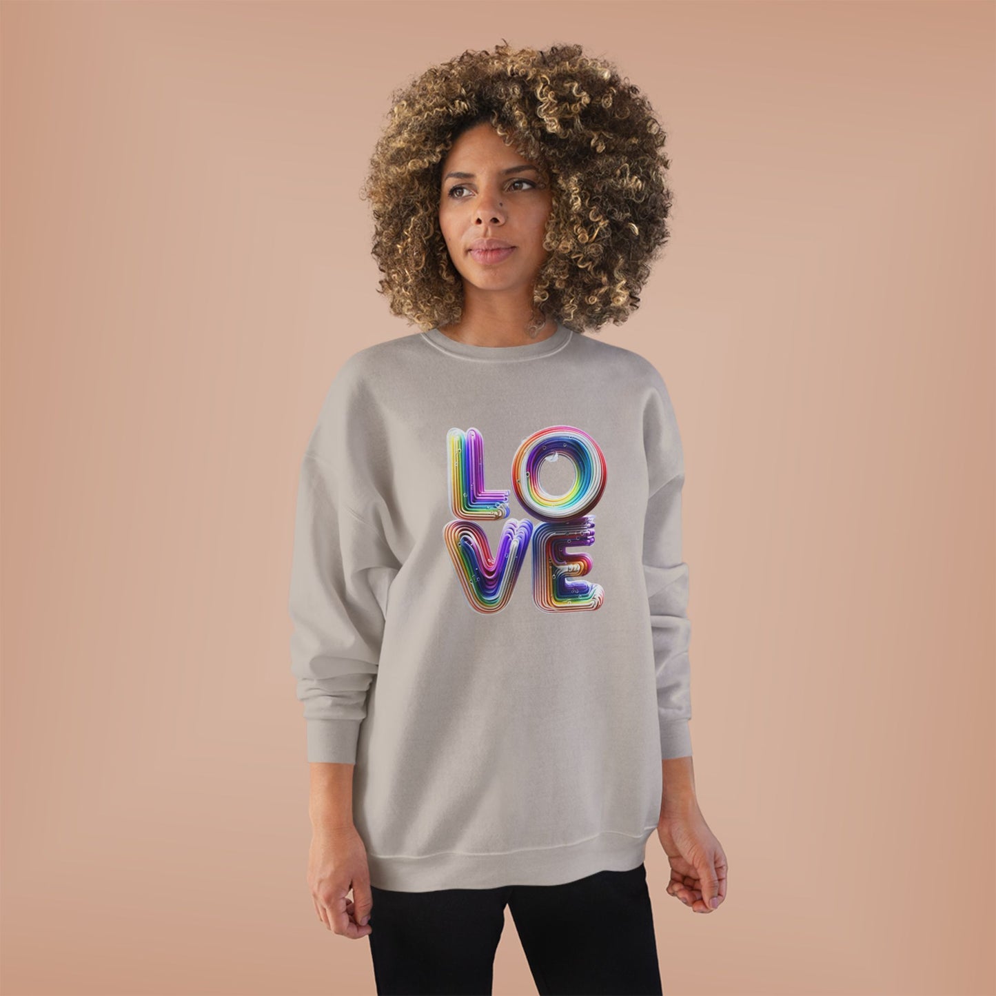 3D LOVE - Colorful Love Unisex EcoSmart Crewneck Sweatshirt