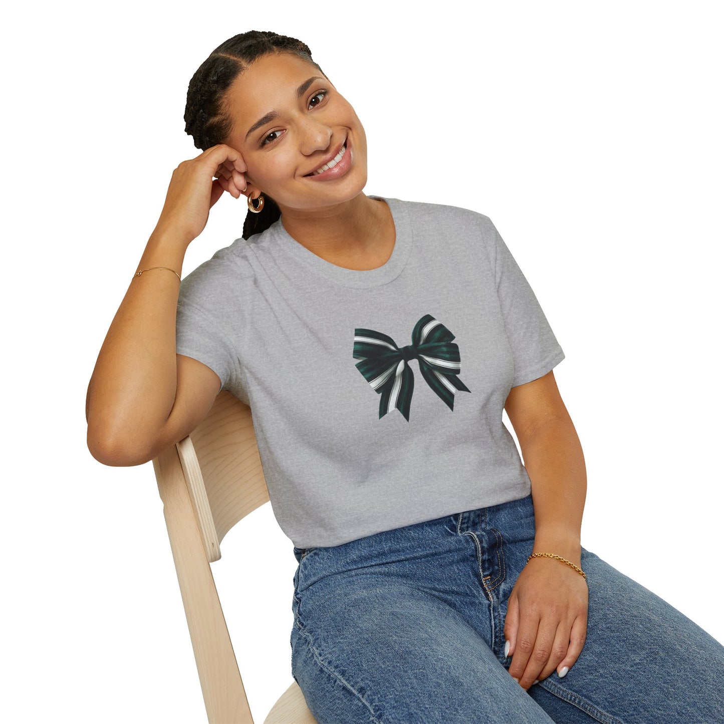 Green, White and Black Bow Unisex Softstyle T-Shirt