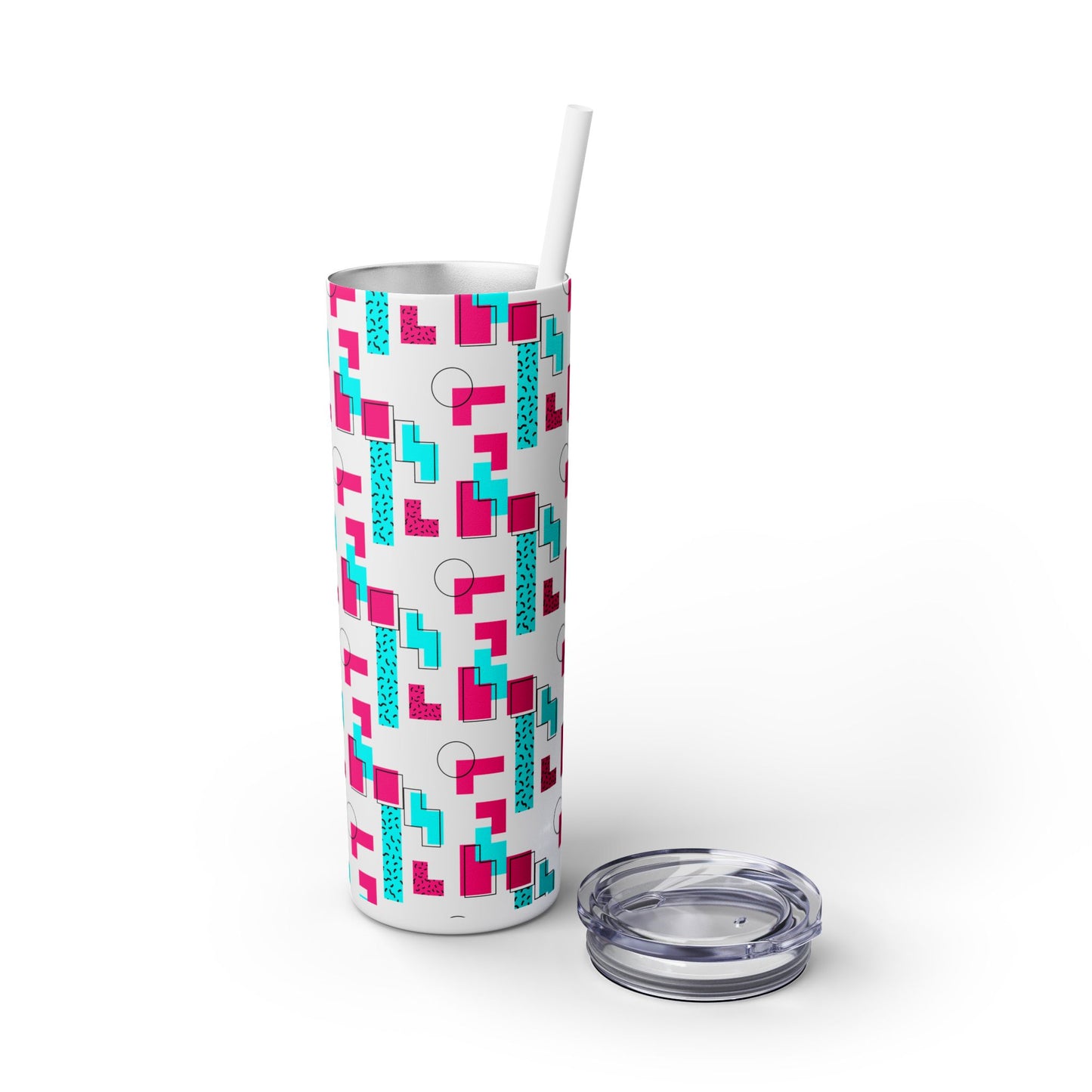 GeoRetro Skinny Tumbler with Straw, 20oz