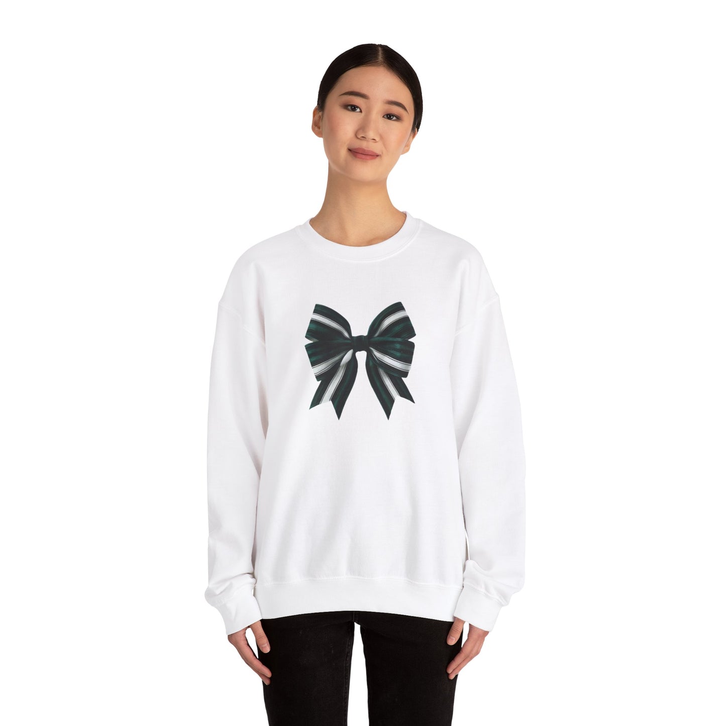 Green, White and Black Bow Unisex Heavy Blend™ Crewneck Sweatshirt