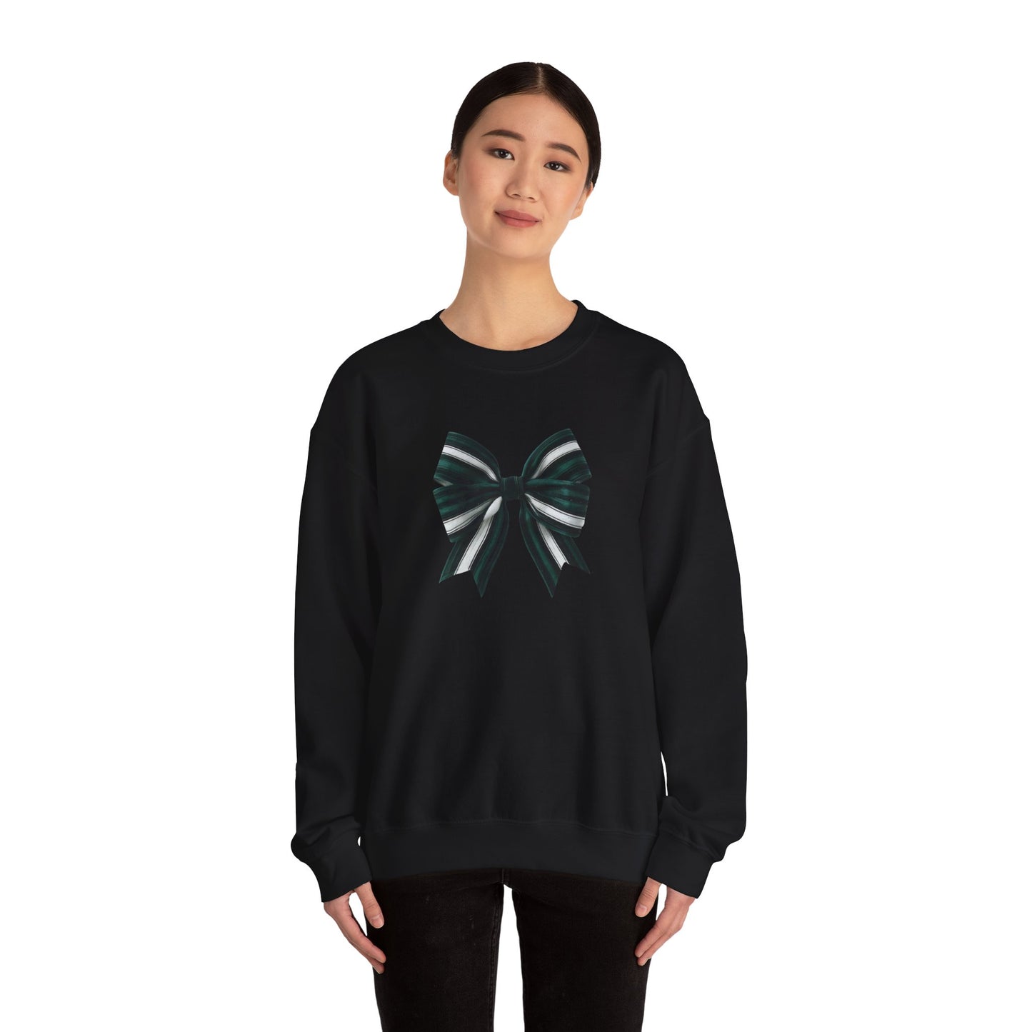 Green, White and Black Bow Unisex Heavy Blend™ Crewneck Sweatshirt