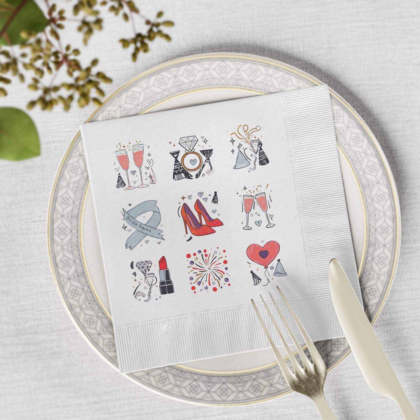 Bridal Celebration White Coined Napkins