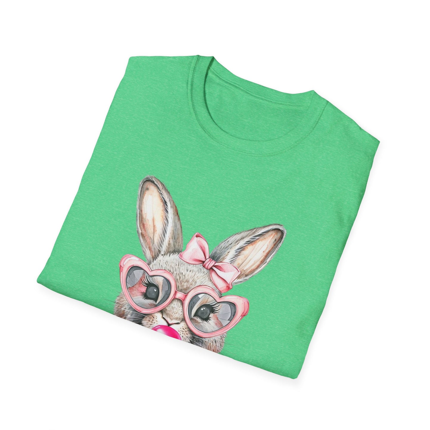 Bubble Gum Bunny - Cute Unisex Softstyle T-Shirt for Spring Celebrations