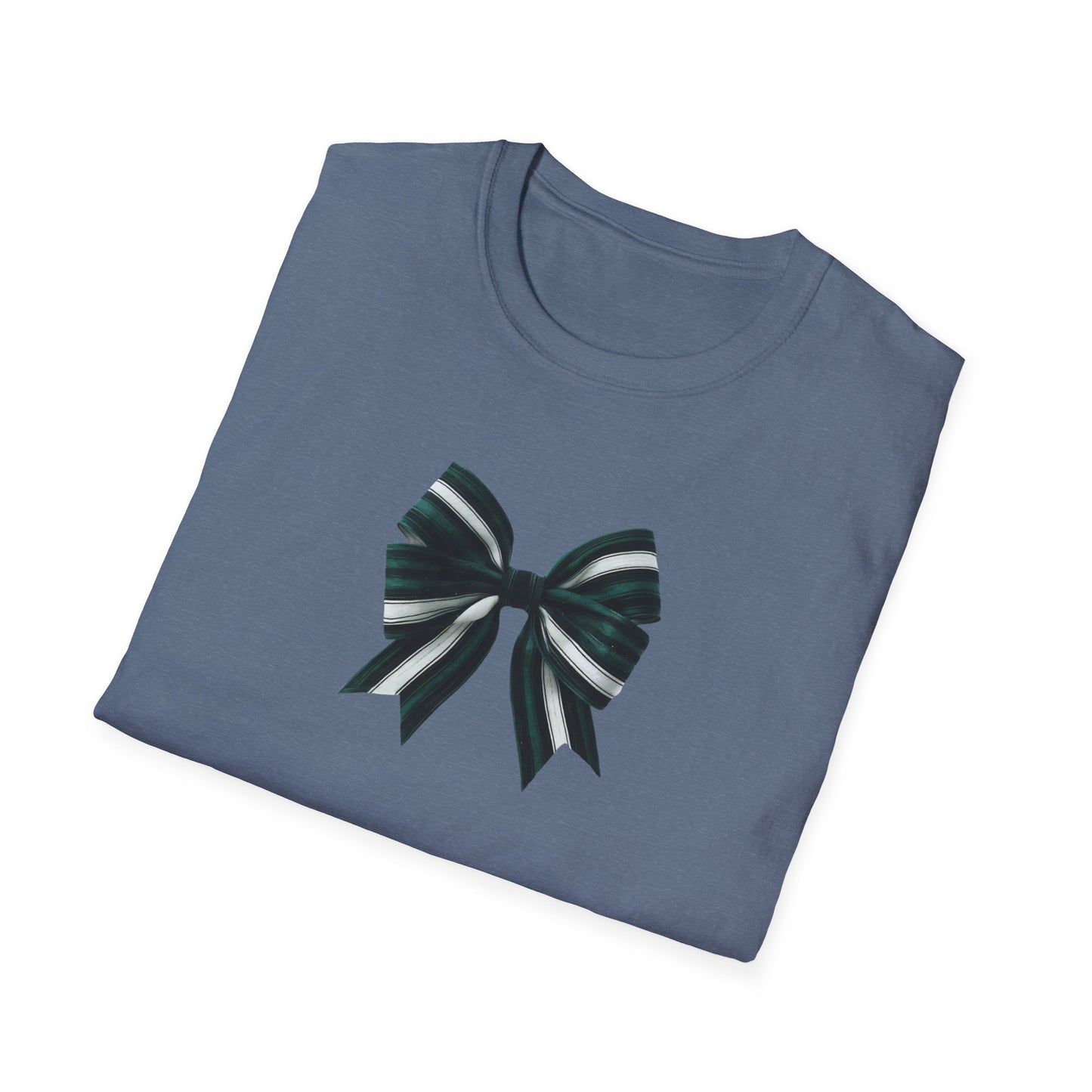 Green, White and Black Bow Unisex Softstyle T-Shirt