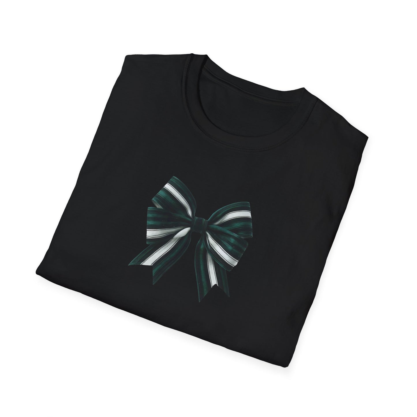 Green, White and Black Bow Unisex Softstyle T-Shirt