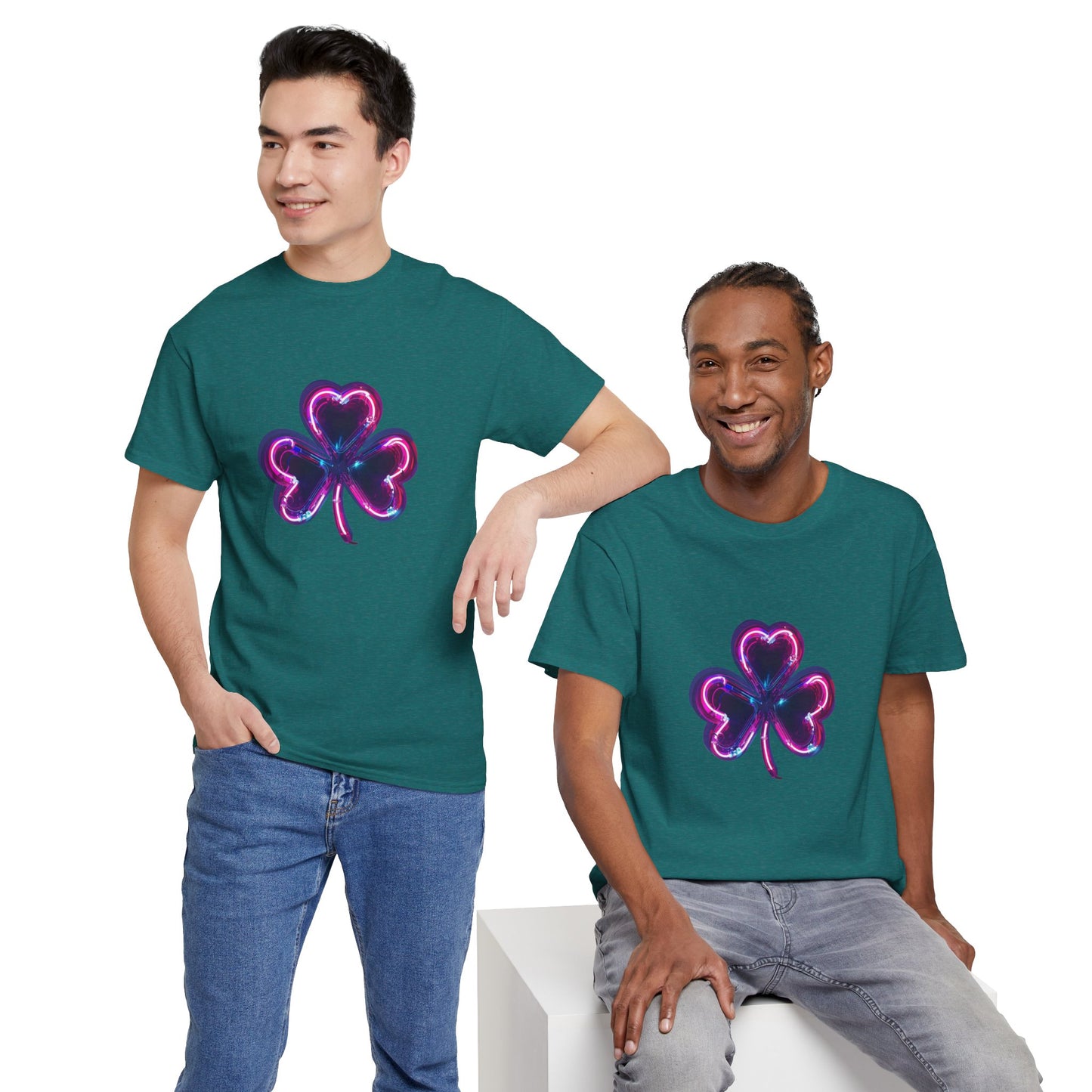 Electric Luck - Pink and Blue Unisex Heavy Cotton Tee