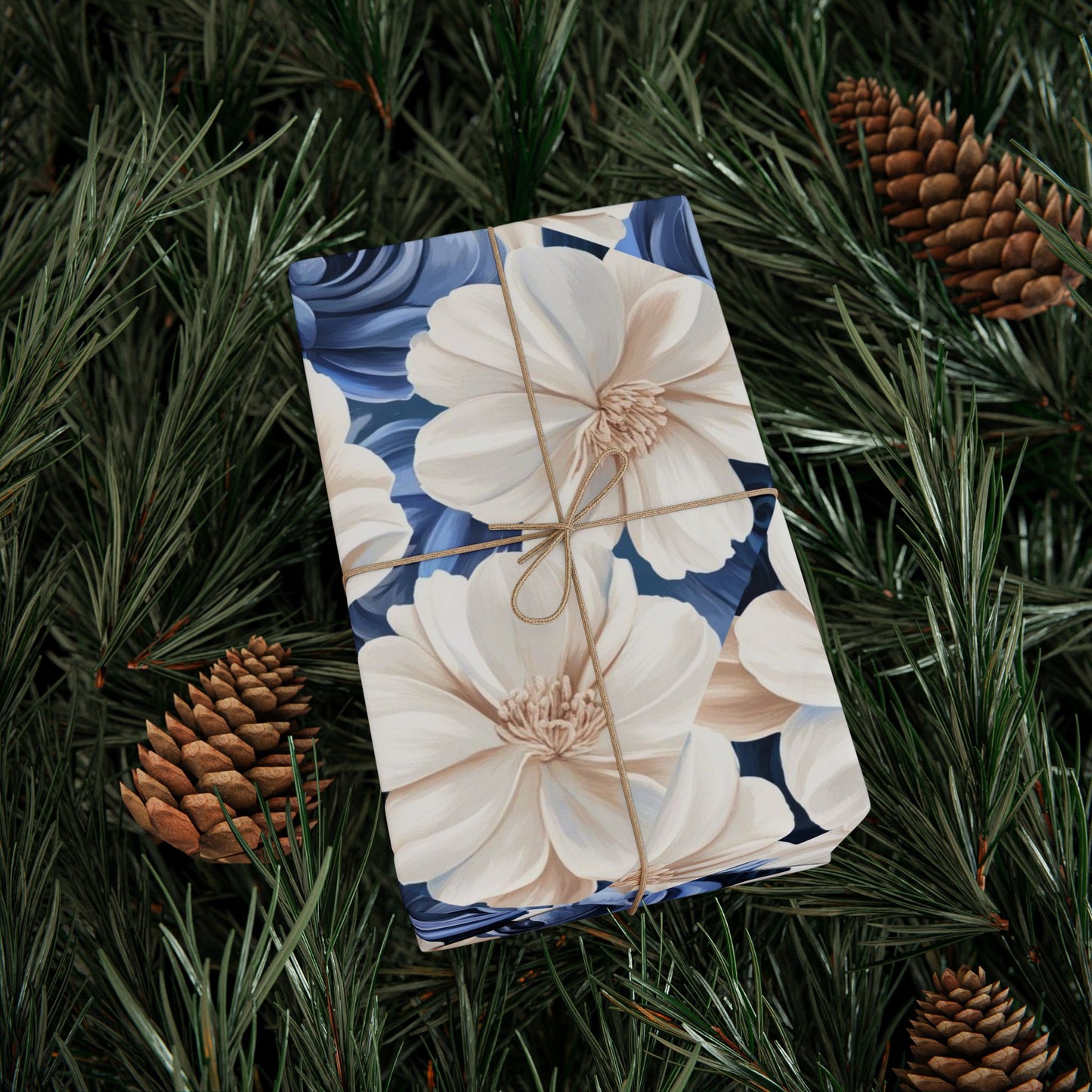 Painted Blue and White Flowers Wrapping Papers