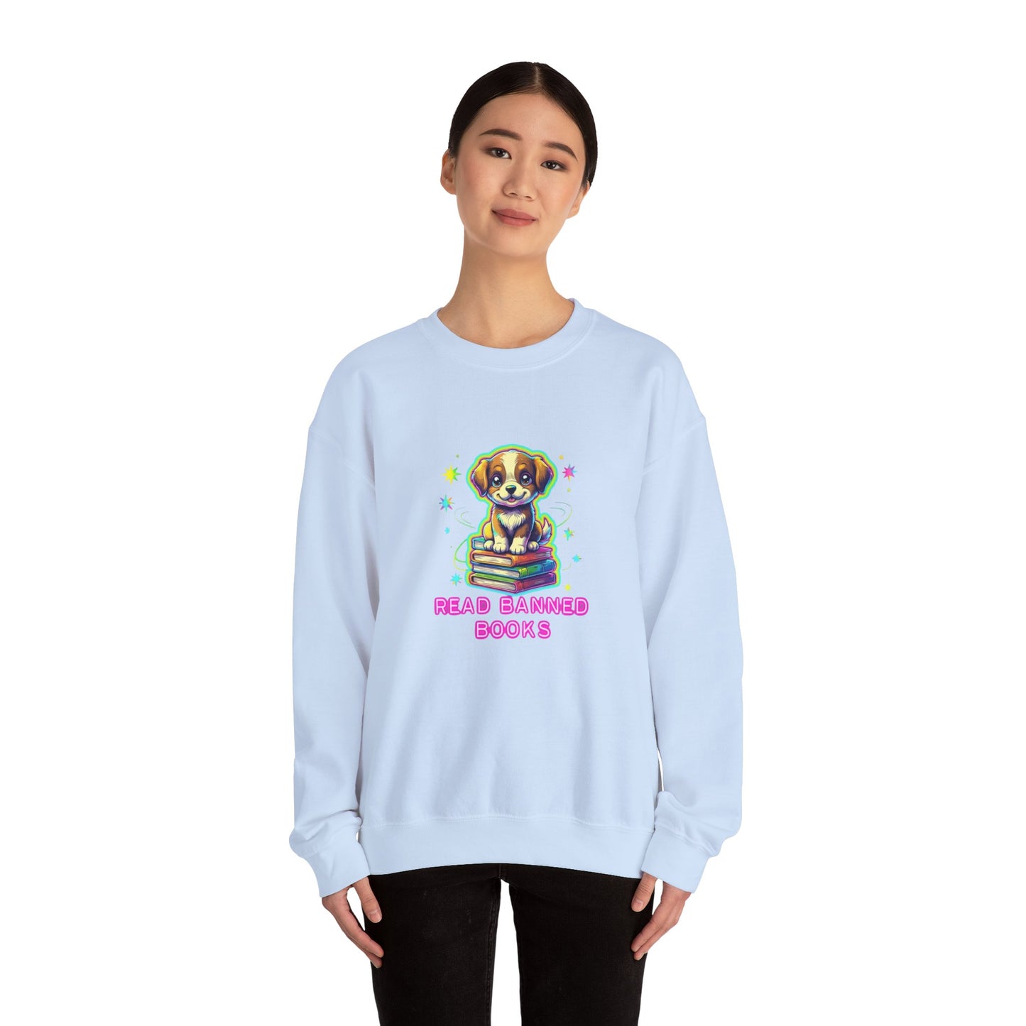 Read Banned Books - Dog Unisex Heavy Blend™ Crewneck Sweatshirt