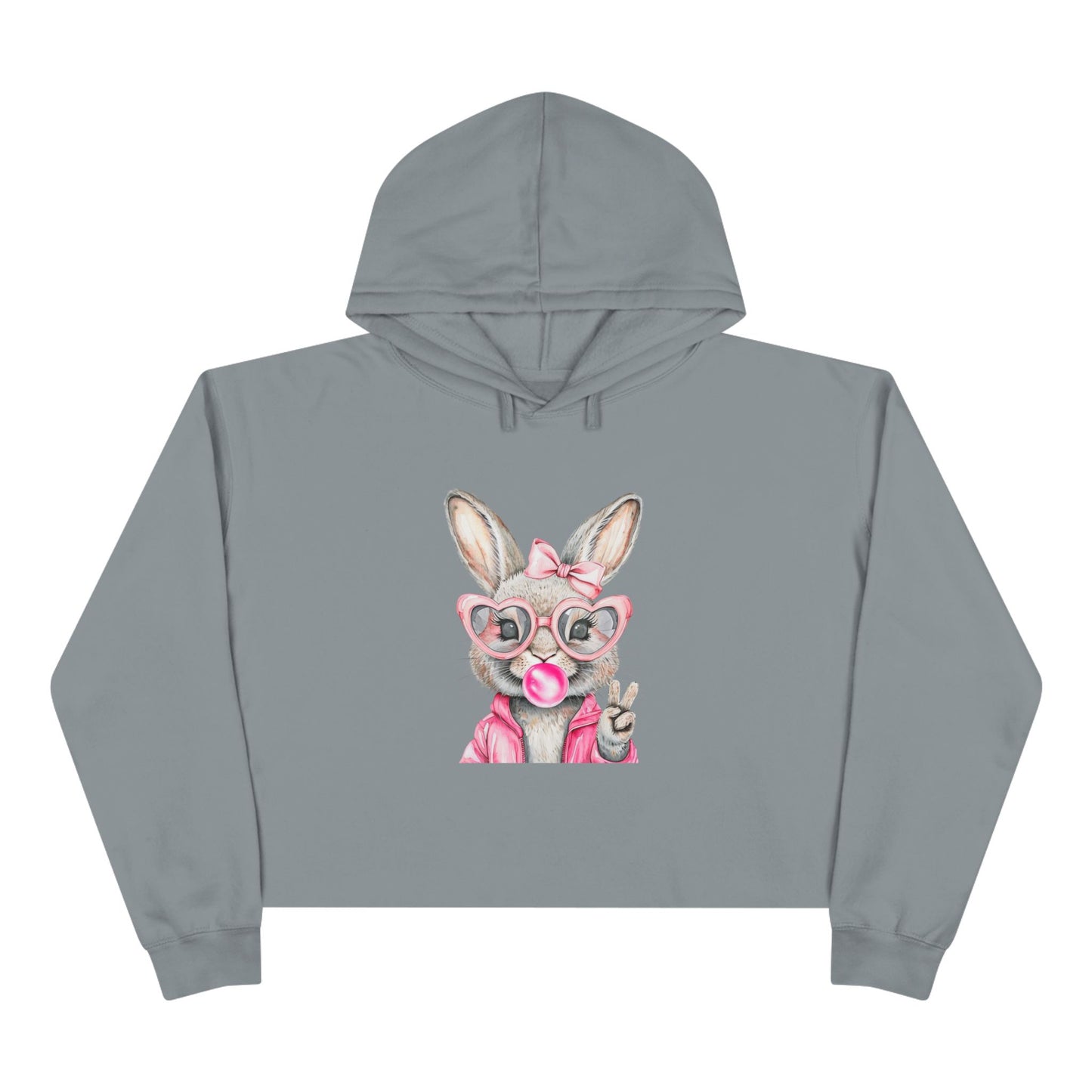 Bubble Gum Bunny Crop Hoodie - Perfect for Spring Fashion