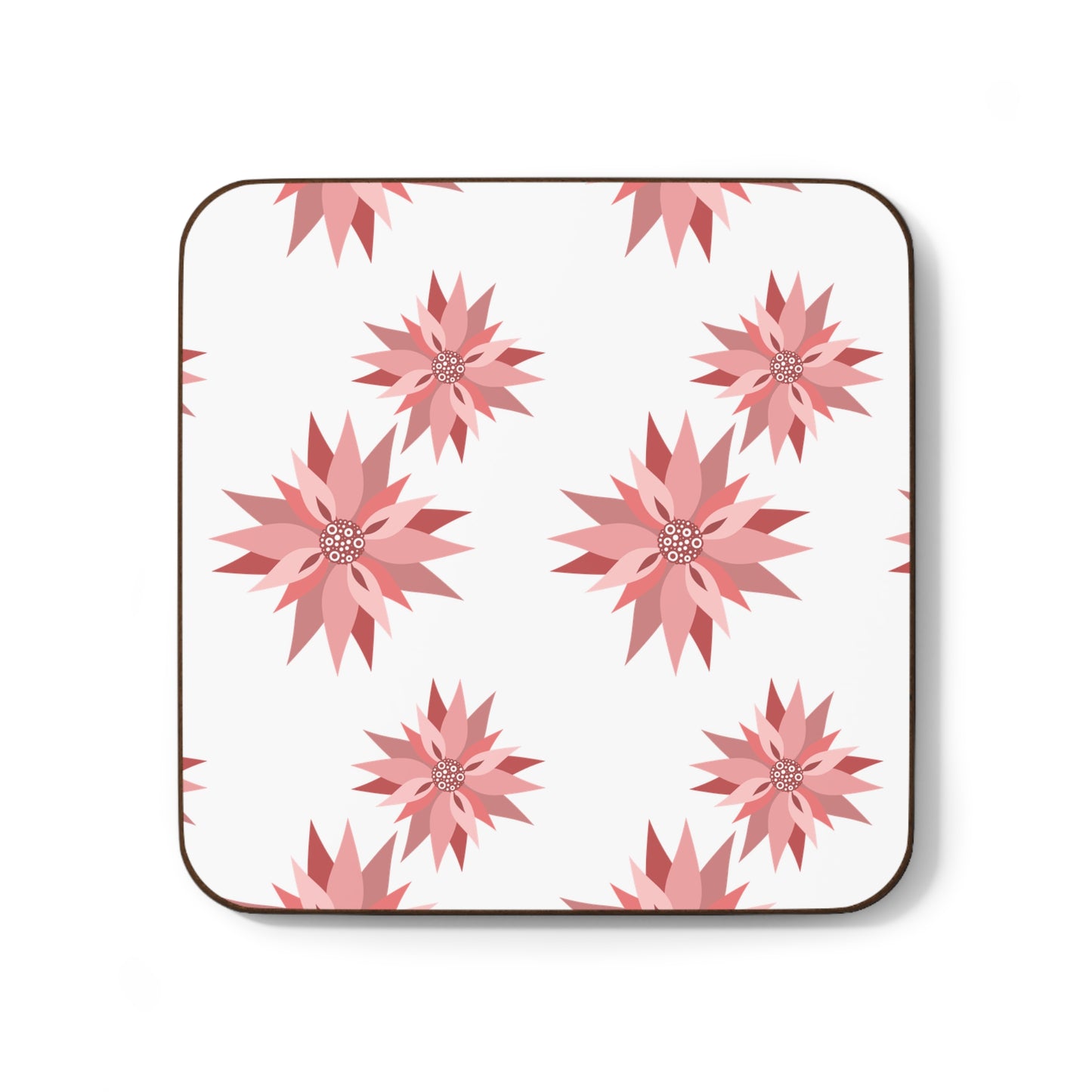 Pink Poinsettia Hardboard Back Coaster