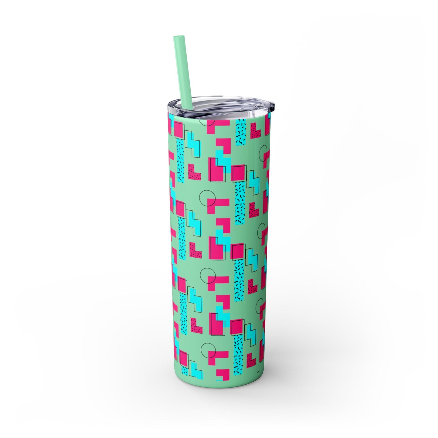 GeoRetro Skinny Tumbler with Straw, 20oz