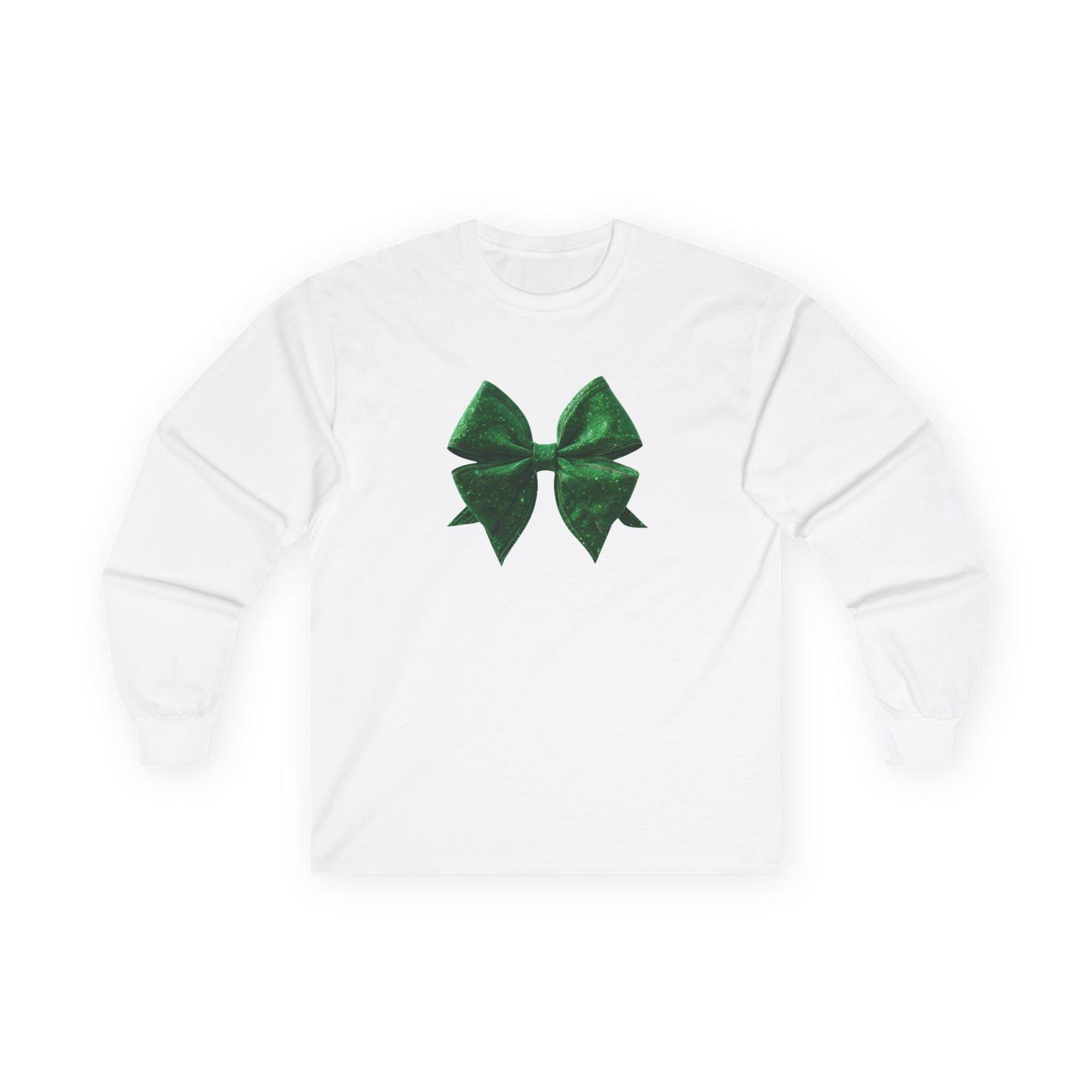 Green Glitter Bow Unisex Ultra Cotton Long Sleeve Tee